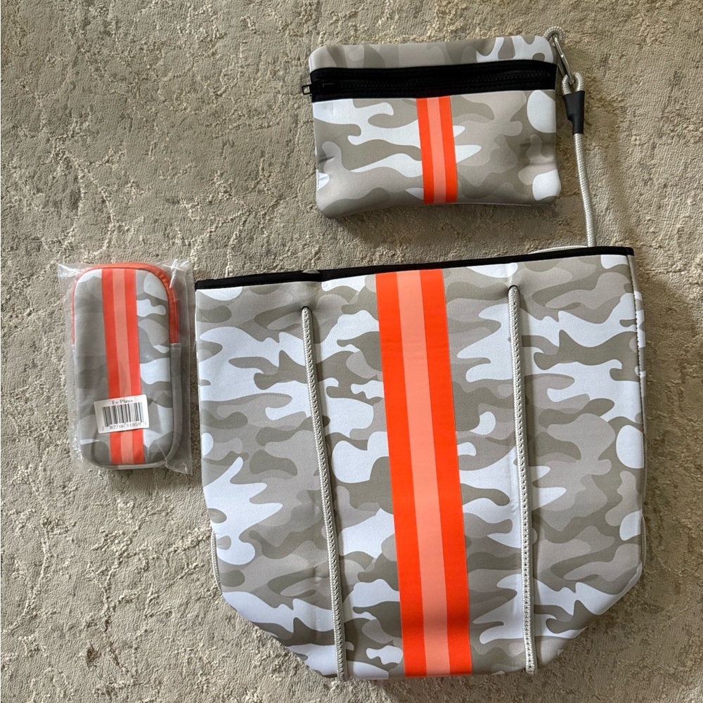 Camouflage Tote, Pouch & Sunglasses Case Set (NWT)
